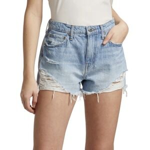 Jonathan Simkhai Denim‎ Distressed Colorblock Leo Shorts Blue Women's Size 32